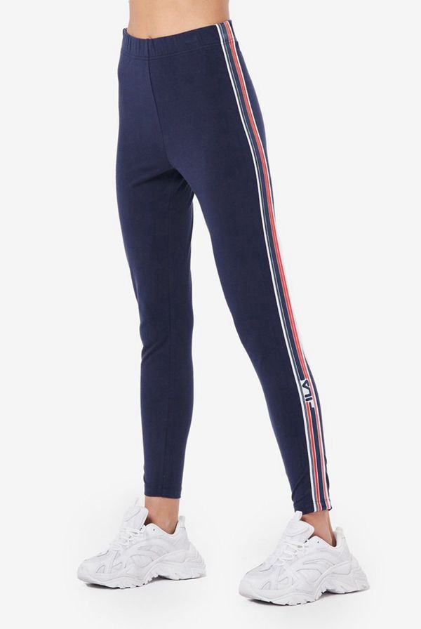 Legging Fila Mulher Azul Marinho/Branco/Vermelhas - Fila Ragini High Waisted Portugal Lojas,VKGR-560